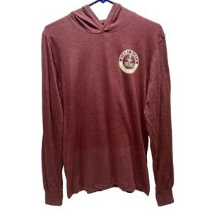 Miami Beach Long Sleeve Hoodie Tee Adult Small Maroon Florida Resort Wear GUC